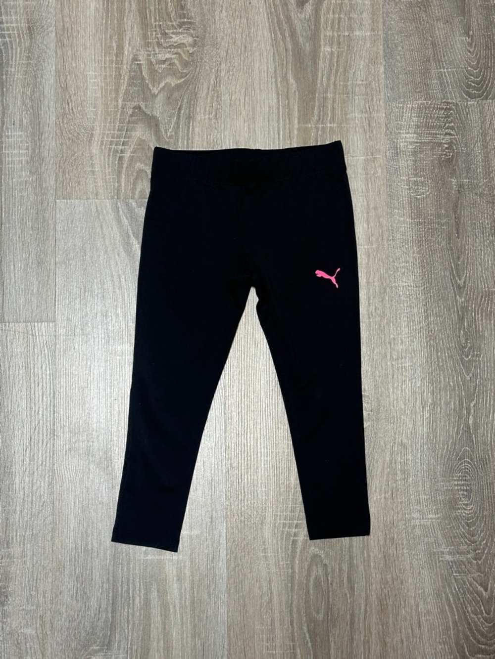 Puma Black Leggings with Pink Puma Logo